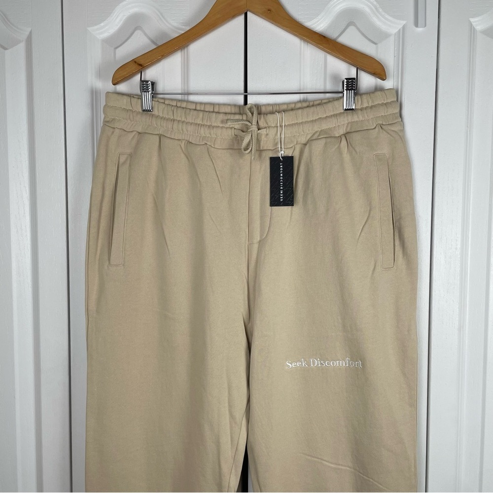 NWT Seek Discomfort Sweatpants Men’s XXL Tan Organic Cotton Relaxed Streetwear - Picture 2 of 13